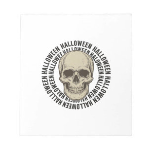 Halloween Skull Circle Vintage Engraving Design_1 Notepad