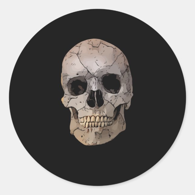 Halloween Skull Classic Round Sticker (Front)
