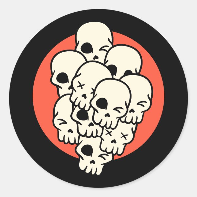 Halloween Skull Classic Round Sticker (Front)