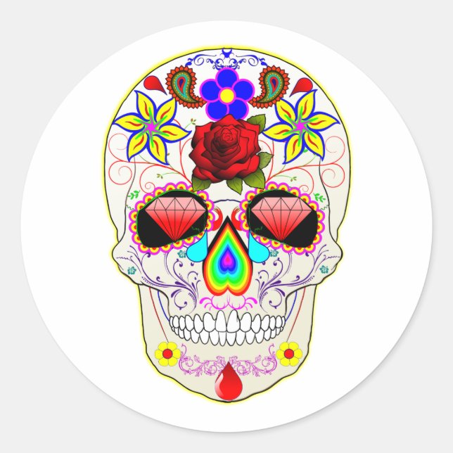 Halloween Skull Classic Round Sticker (Front)