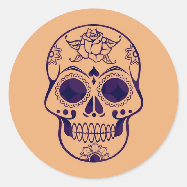Halloween Skull Classic Round Sticker (Front)