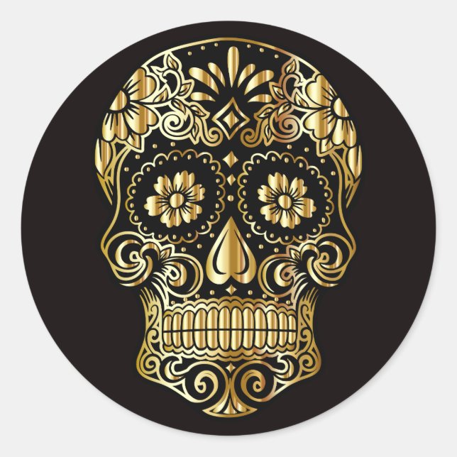 Halloween Skull Classic Round Sticker (Front)