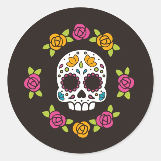 Halloween Skull Classic Round Sticker (Front)