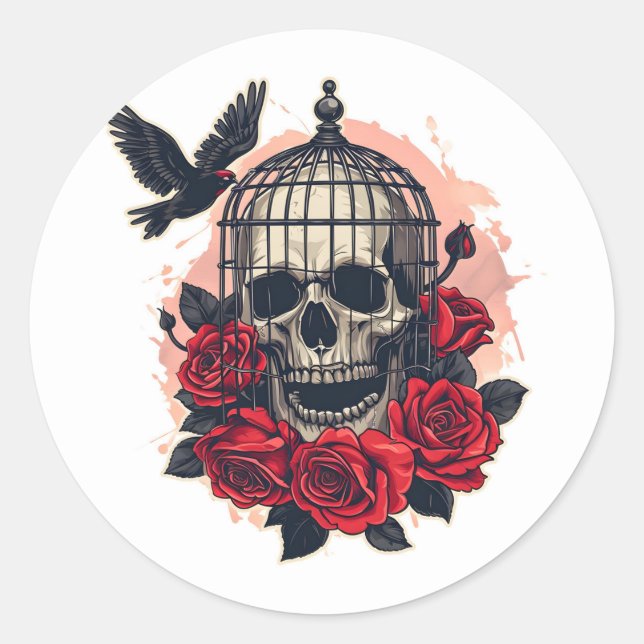 Halloween Skull Classic Round Sticker (Front)