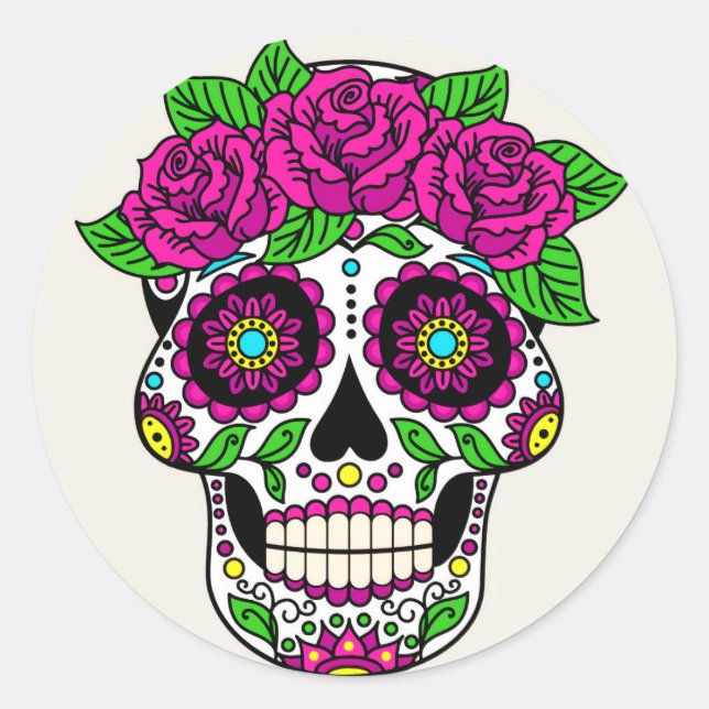 Halloween Skull Classic Round Sticker (Front)