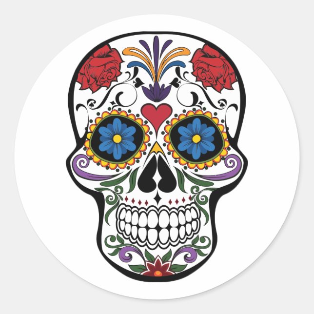 Halloween Skull Classic Round Sticker (Front)