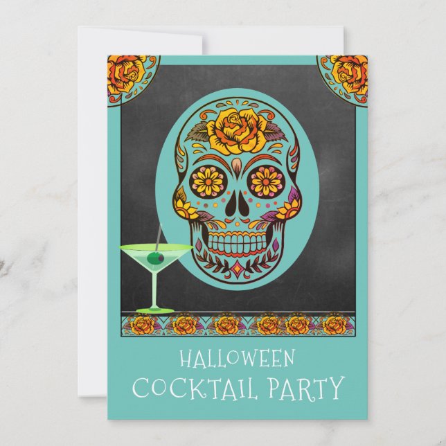 Halloween Skull Cocktail Party Invitation (Front)