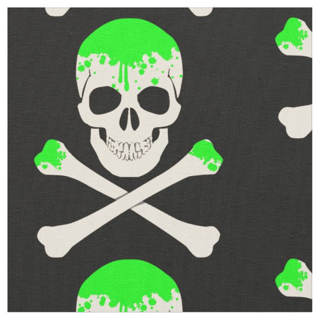 halloween skull crossbones slime skeleton fabric (Close Up)