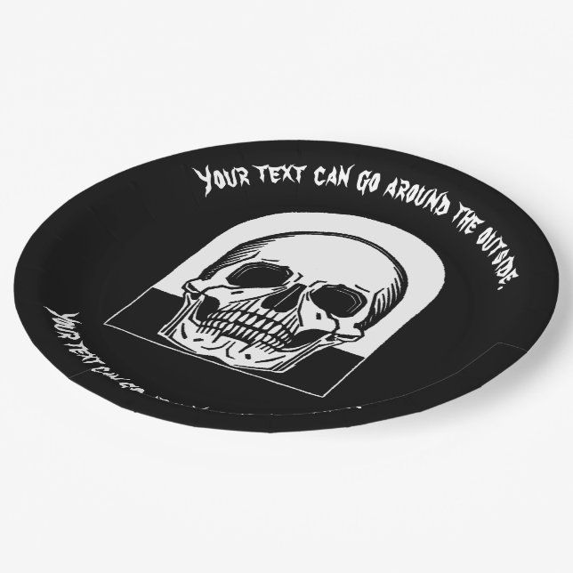 HALLOWEEN SKULL CUSTOMIZABLE PAPER PLATE (Angled)