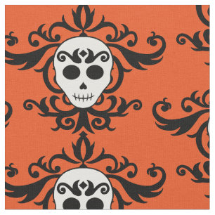 Halloween skull damask   Day of dead Fabric
