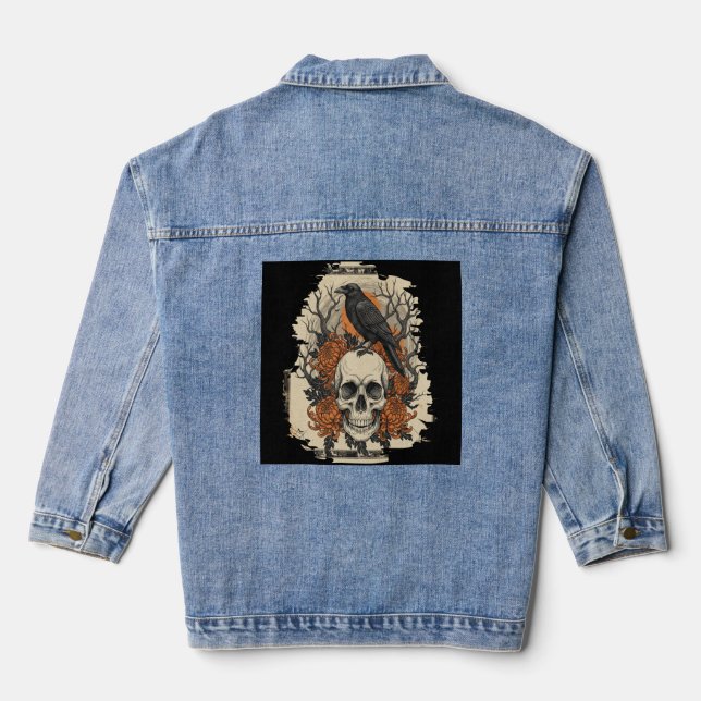 Halloween Skull Denim Jacket (Back)