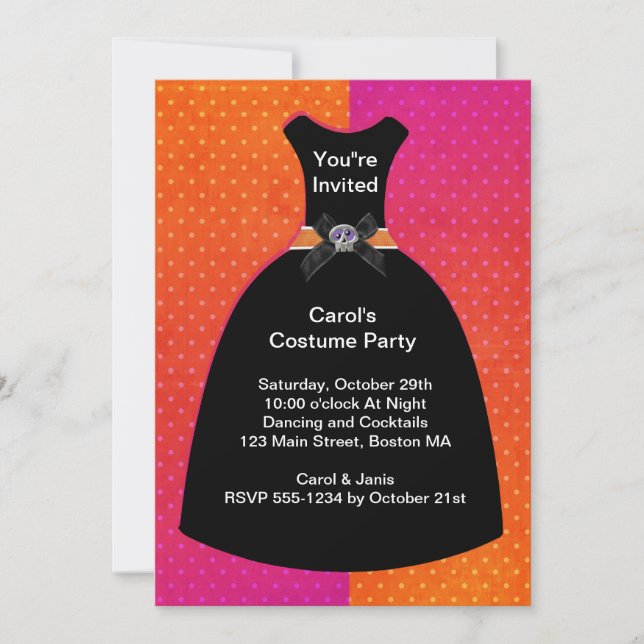 Halloween Skull Dress Invitation Template (Front)