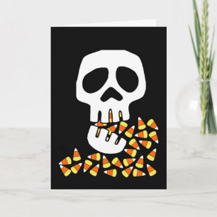 Halloween, Skull Eating Candy Corn, Trick or Treat Card