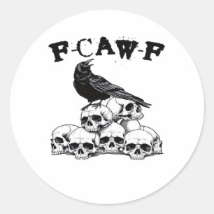 Halloween Skull. F Caw F Vintage Graphic Classic Round Sticker