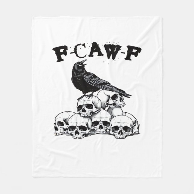 Halloween Skull. F Caw F Vintage Graphic Fleece Blanket (Front)