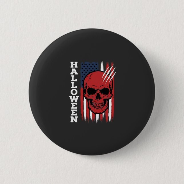 Halloween Skull Flag Vector Design_1 6 Cm Round Badge (Front)