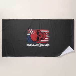 Halloween Skull Flag Vector Design_1 Beach Towel