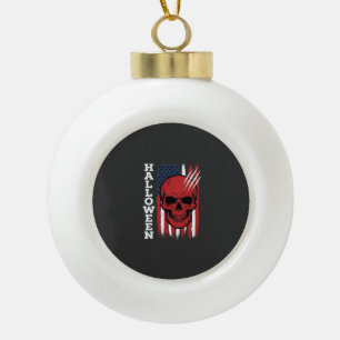 Halloween Skull Flag Vector Design_1 Ceramic Ball Christmas Ornament