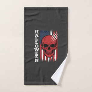 Halloween Skull Flag Vector Design_1 Hand Towel