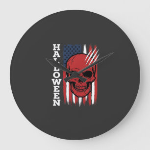 Halloween Skull Flag Vector Design_1 Large Clock