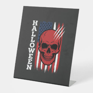 Halloween Skull Flag Vector Design_1 Pedestal Sign
