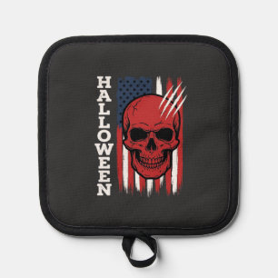 Halloween Skull Flag Vector Design_1 Pot Holder