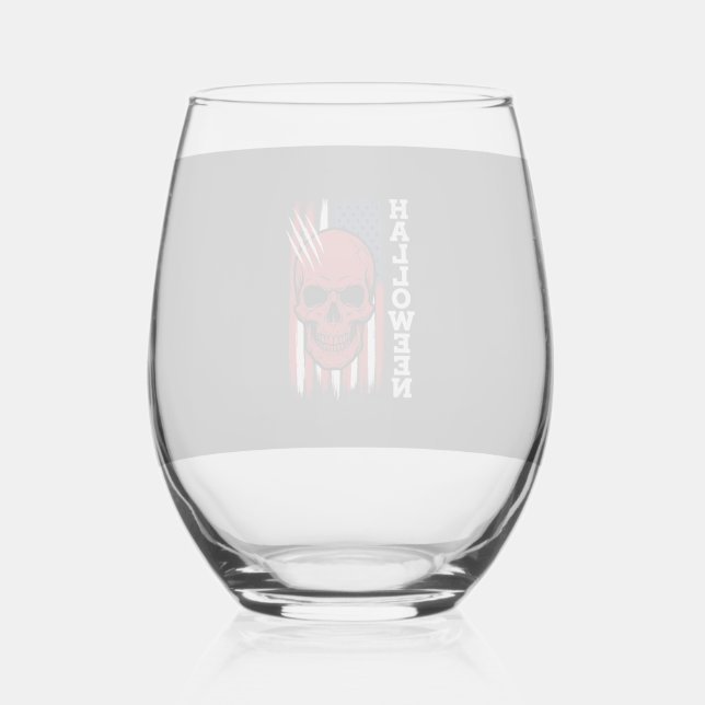 Halloween Skull Flag Vector Design_1 Stemless Wine Glass (Front)