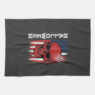 Halloween Skull Flag Vector Design_1 Tea Towel