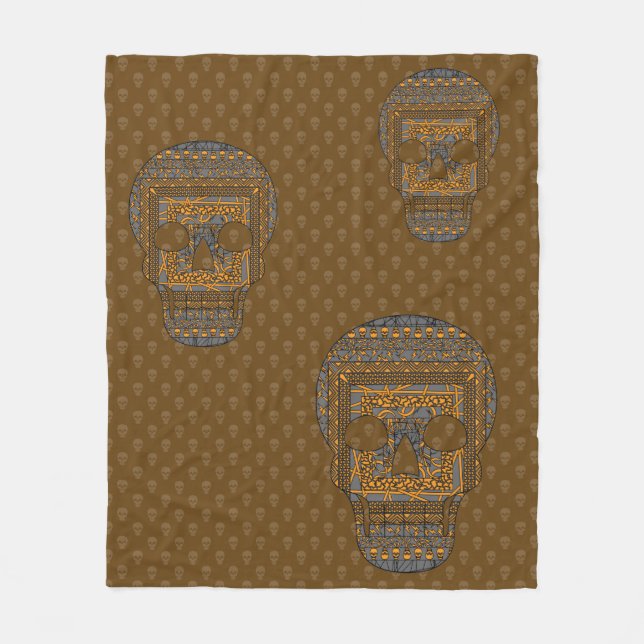 Halloween Skull Fleece Blanket (Front)