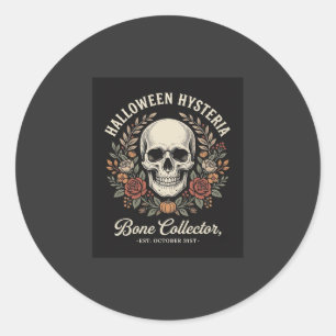 Halloween Skull Floral Bone Collector Design_1 Classic Round Sticker