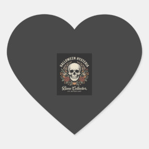 Halloween Skull Floral Bone Collector Design_1 Heart Sticker