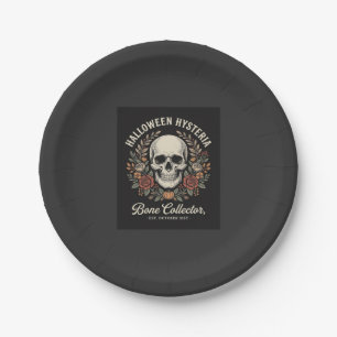 Halloween Skull Floral Bone Collector Design_1 Paper Plate