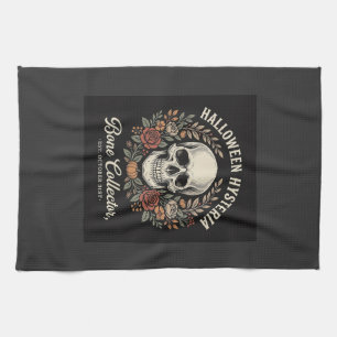 Halloween Skull Floral Bone Collector Design_1 Tea Towel