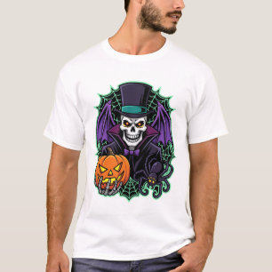 Halloween Skull Gentleman Pumpkin Spider Vector Ar T-Shirt
