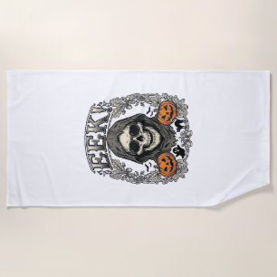 Halloween Skull Graphic Vintage Engraving Shirt Ar Beach Towel