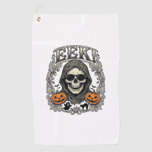Halloween Skull Graphic Vintage Engraving Shirt Ar Golf Towel