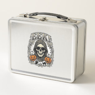 Halloween Skull Graphic Vintage Engraving Shirt Ar Metal Lunch Box