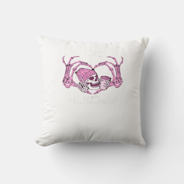Halloween Skull Heart Hands Skeleton Beanie Design Cushion (Front)