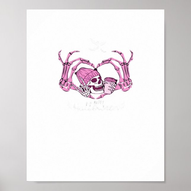 Halloween Skull Heart Hands Skeleton Beanie Design Poster (Front)