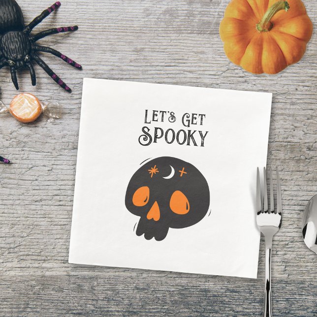 Halloween Skull Let's get Spooky Gothic Typgraphy Napkin (Creator Uploaded)