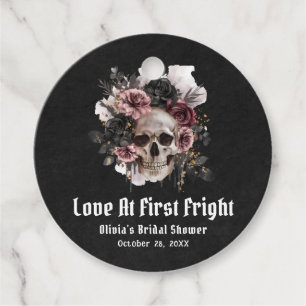 Halloween Skull Love At First Fright Bridal Shower Favour Tags
