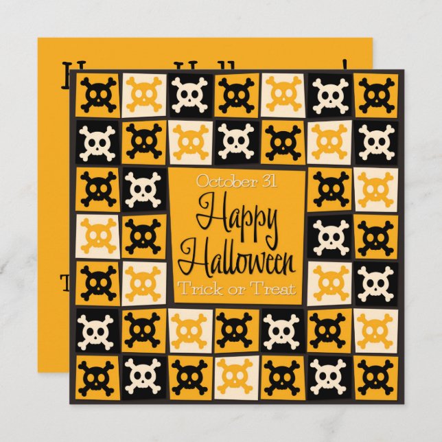 Halloween skull mosaic invitation (Front/Back)