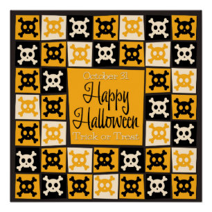 Halloween skull mosaic poster