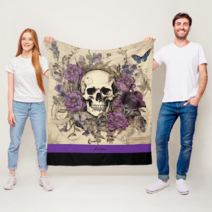 Halloween Skull Name Fleece Blanket