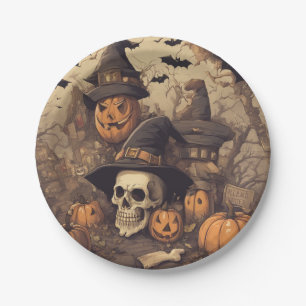 Halloween skull paper plate