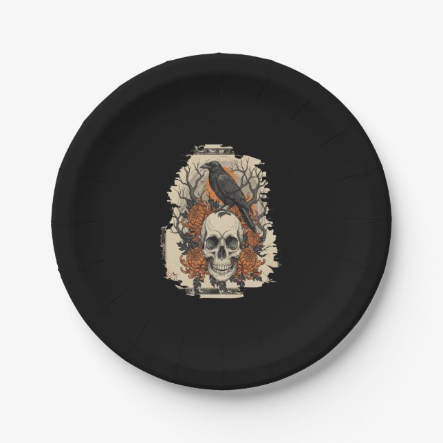 Halloween Skull Paper Plate (Front)