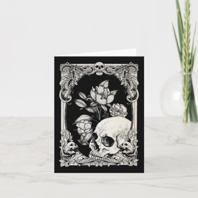 Halloween Skull Pastel Goth Flower Gothic Floral C Card (Front)
