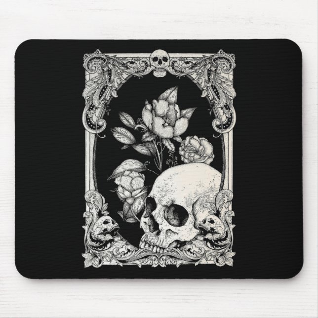 Halloween Skull Pastel Goth Flower Gothic Floral C Mouse Mat (Front)