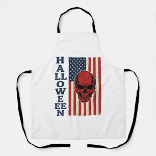 Halloween Skull Patriotic Vintage Scary Flag_1 Apron