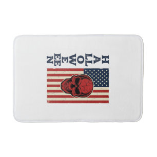 Halloween Skull Patriotic Vintage Scary Flag_1 Bath Mat